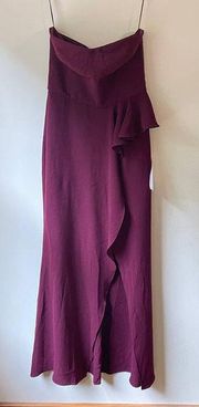 Dress the Population Womens Md Burgundy Red Kai Evening Gown Formal Bridesmaid