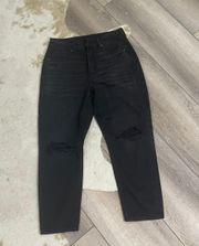 American Eagle Black Distressed Mom Jeans Extra Short