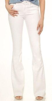 McGuire Majorelle Flare Los Raw Hem Bell Bottom Stretch Denim Jeans Cream 28