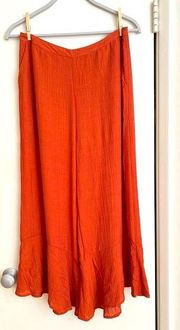 Lush Clothing NEW Lush Jimmy Ruffle Hem Palazzo Pants Orange Size Large w/Pockets