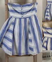 Lucca Couture  Dress Strapless Blue & White Striped