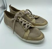 Tanita Gold and Tan Suede Sneakers