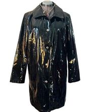 Women’s Michael Kors gloss black PVC raincoat trench coat size large