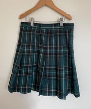 Green And Red Plaid Pleated Skirt