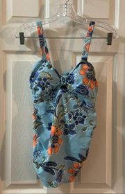 Beach Bump by Motherhood Maternity Blue Floral Print Tankini S