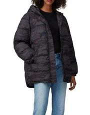 Sanctuary Oversized Camo Puffer Jacket Black Gray