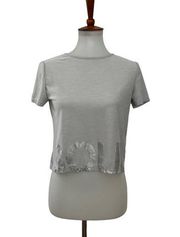 Soul Cycle Womens Pullover T Shirt Open Back Short Sleeve Grey S Small