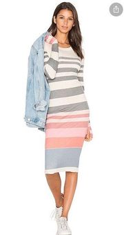 Wildfox Sunset Stripe Dress in cream pink  Color long sleeve sz M