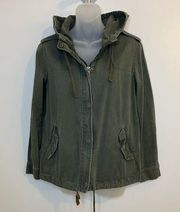 Forever 21 Green Hooded Zip Front Utility Jacket Size Small