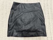 Black Snakeskin Print Leather Skirt