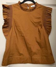 Ruffle Poplin Top - Size Small