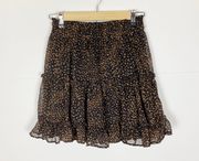 Molly green Tiered Black Tan Printed Mini Skirt Size Medium