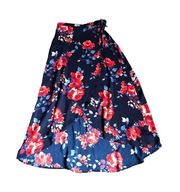 Francesca’s Miami Blue and Red Floral Wrap Skirt