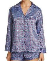 Blue Pattern Silky Satin Pajama Top