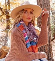 JENESIS STRIPED SCARF - ORANGE COMBO