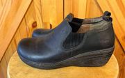 Boc Born Concept Womens Size 9M Loafers Wedge Heel Slip On Casual Black Leather