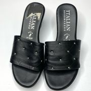 389-ITALIAN SHOEMAKERS Black Slip on Wedge Sandals