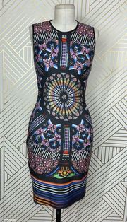 Clover Canyon Stained Glass Neoprene Sleeveless Dress in Multi Size XS