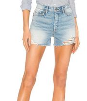 GRLFRND Kerry Short Me and You Rigid Denim 100% Cotton Button Fly Destroyed 23"