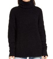 TREASURE & BOND Boucle Funnel Neck Pullover In Black