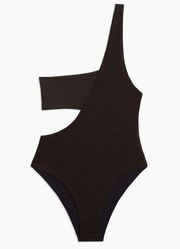 Onia Margot One Shoulder Cut Out Bandeau One piece swimsuit Black Size M…