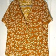 Misslook Mustard Yellow White Floral Blouse 2XL