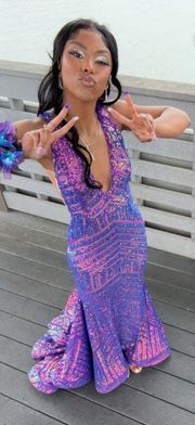 Purple Iridescent Mermaid Prom Dress