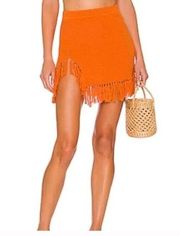 REVOLVE Lovers + Friends Devitta Mini Skirt Fringe sz Medium Orange Tangerine