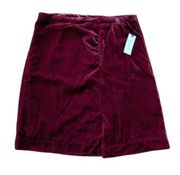 Anthropologie New With Tags Burgundy Velvet Skirt Womens Size 8