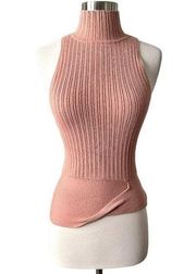 Ramy Brook Ribbed Mock Neck Sleeveless Tank Dusty Rose