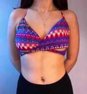 aztec print bikini top w/ cut out details | pink victoria’ secret | size L