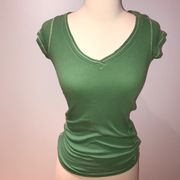 Green V-neck T-shirt