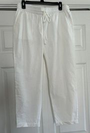 J. Crew Factory Linen Cotton Drawstring Cuffed Pull-on Pants White Size 8