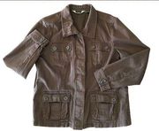 Utility Jacket Brown Cotton XL Button Down Outdoor