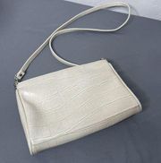 Bueno Cream Off White Faux Leather Crocodile Textured Crossbody Bag Purse