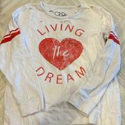 Chaser Women’s ‘Living the Dream’ White Distressed Sweatshirt