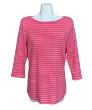 Studio Works Pink and Yellow Striped Knit Top Large