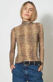 Ganni Printed Mesh Long Sleeve Fitted Rollneck - Snake Starfish NWT