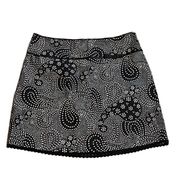 The Limited Paisley Polka Dot Cotton Stretch Mini Skirt Black White Mid Rise 0