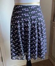 NWT Loft Black/Purple Geometric Pleated Skirt