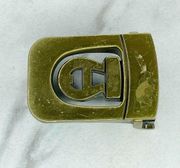 Etienne Aigner Gold Tone Vintage Clamp Style Logo Belt Buckle