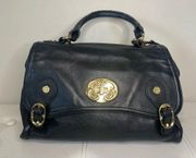 Emma Fox Kiss Lock Black Leather Bag Shoulder Purse Satchel