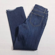 Nine West Kick Flare Jeans Raw Hem Blue Denim