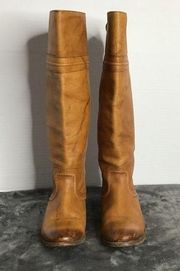 Frye Melissa Trapunto Leather Riding Boot Tan Cognac Pull On Womens Size 8.0