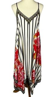 Free Market  Floral Asymmetrical Hem Sleeveless Midi Dress Medium