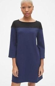 Women’s | GAP Blue Black Colorblock Ponte 3/4 Sleeve Round Neck Shift Dress | XL