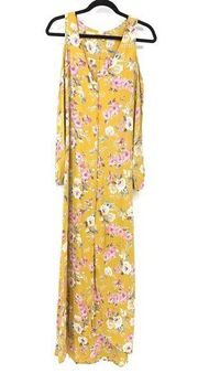 Flynn Skye Womens Size 2 US Medium Cold Shoulder Floral Maxi Dress Yellow