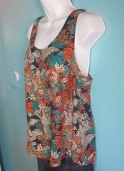 Lucky Brand Silk Tank Top Size M UNWORN Tropical Print