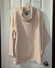 NWT Chaps Pink/Tan Knit Drawstring Cowl Neck Pullover Sweater size 2X