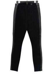 NWOT J.Crew Leather Trim Tuxedo Stripe Pixie Ankle Pants Leggings 00 Black #2501